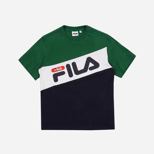 Camisetas Fila Menina Verdes/Azul Marinho - Fila Heritage S/S En Portugal,IYLT-64015